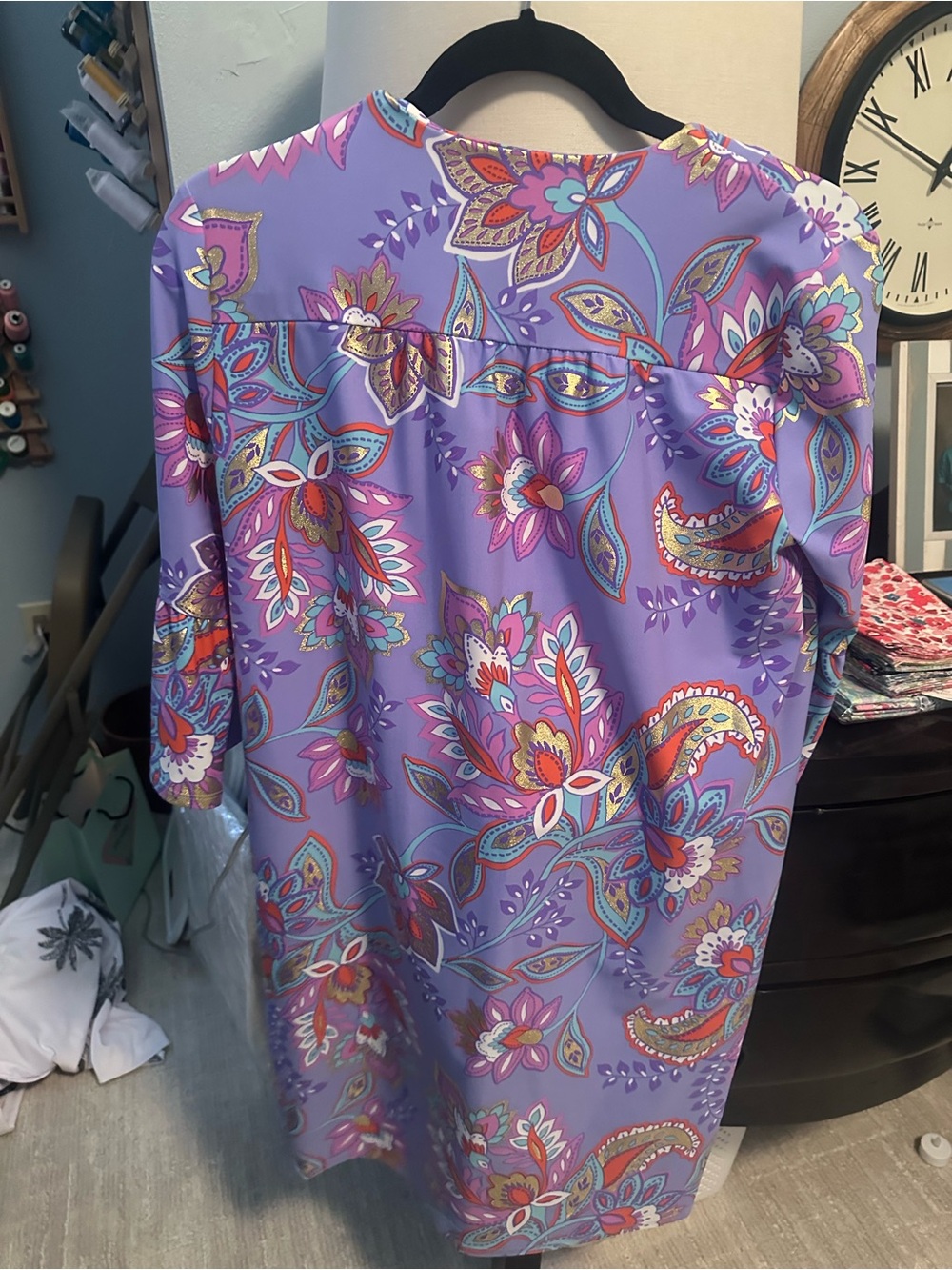 Jude Connally Lavender Paisley Floral Gilded Dress, New, Size extra small - Picture 7 of 14